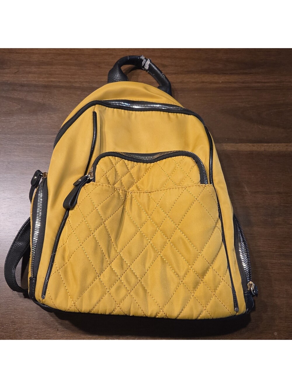 London Fog Mustard Yellow Quilted Mini Backpack Purse